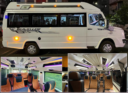 12 seater 2x1 tempo traveller with sofa seat on rent in gurgaon